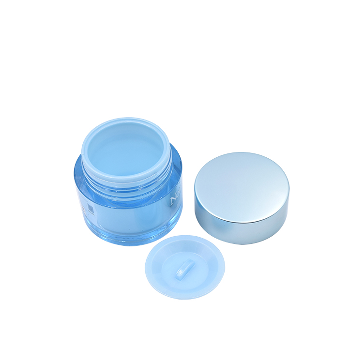 double wall cosmetic cream jar 30g 50g blue acrylic jar with blue lid