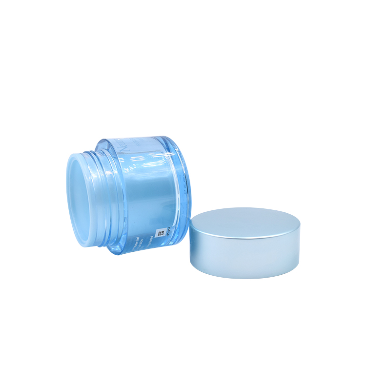 double wall cosmetic cream jar 30g 50g blue acrylic jar with blue lid