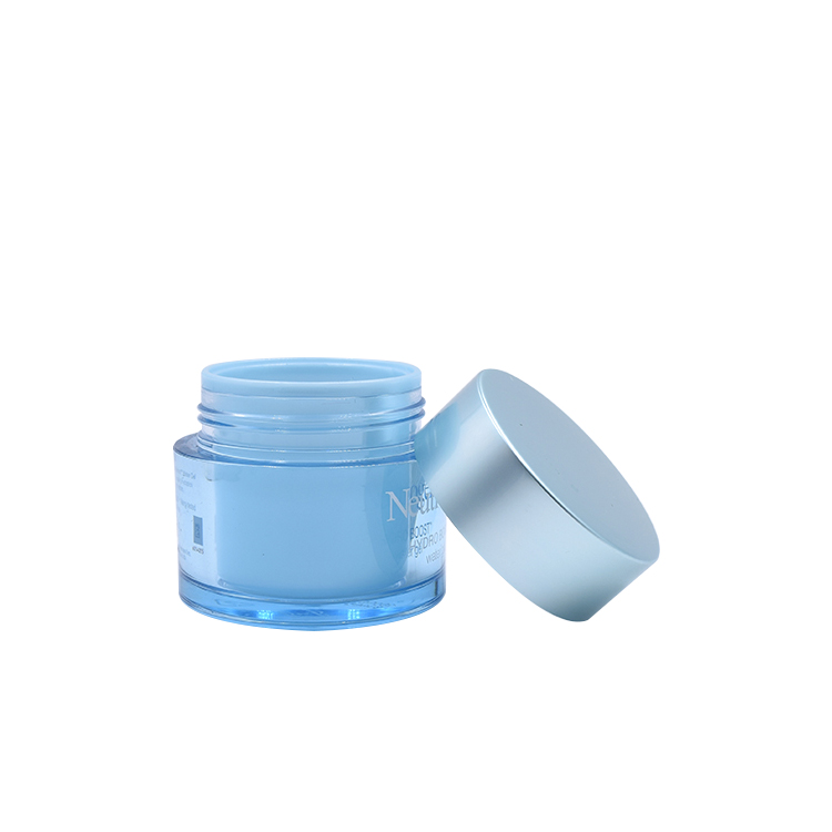 double wall cosmetic cream jar 30g 50g blue acrylic jar with blue lid