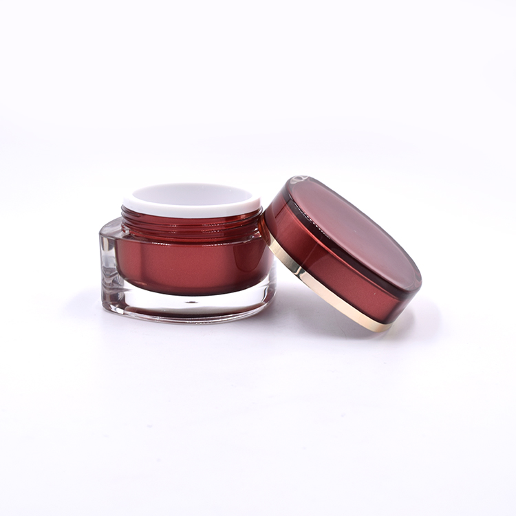 double wall eye shape jar 15g 30g 50g red acrylic makeup cream jar for personal care container
