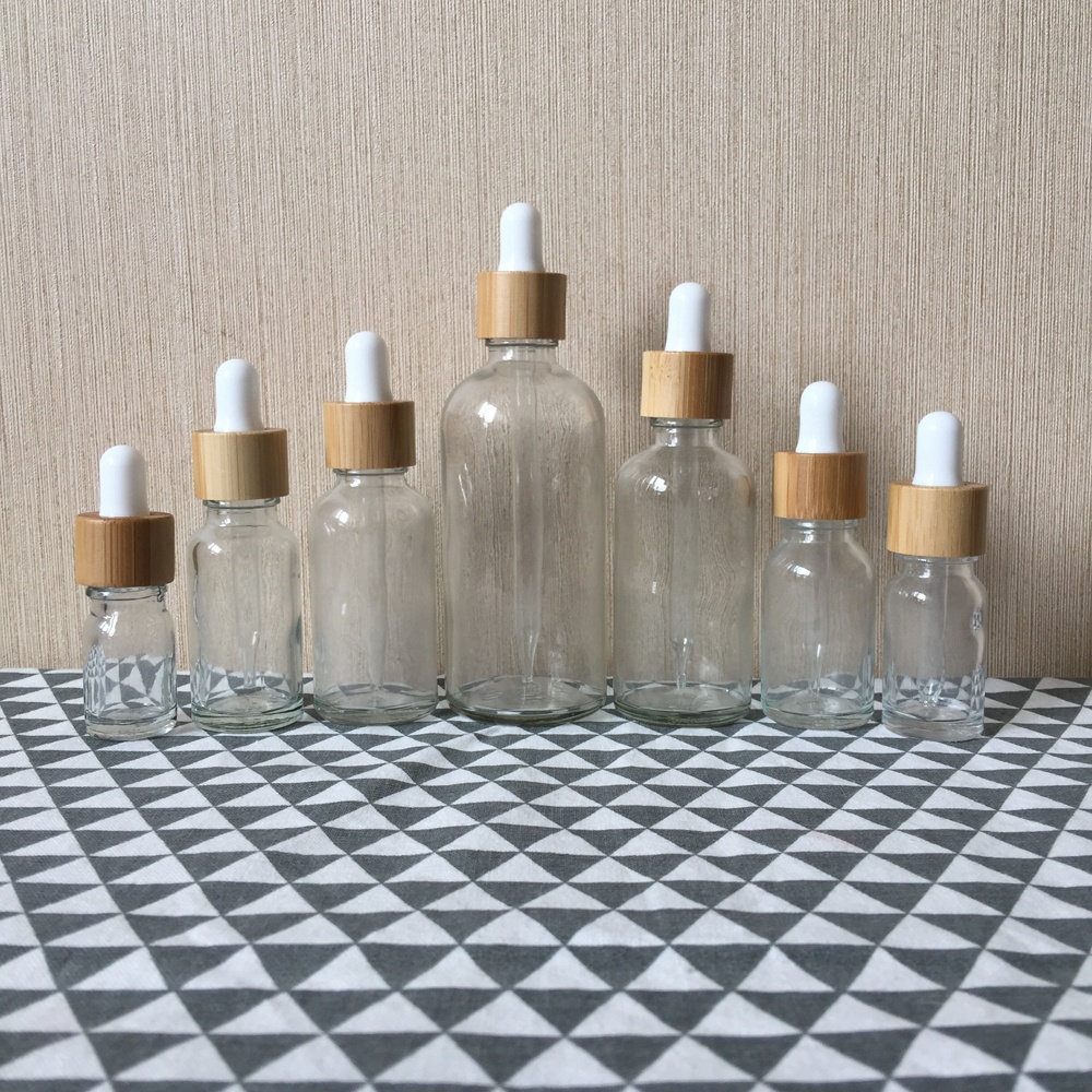 dropper glass bottle 30 ml with bamboo lid for e cigarette liquid GR1079R
