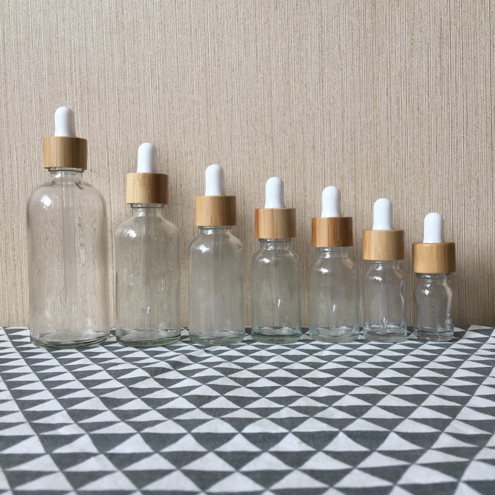 dropper glass bottle 30 ml with bamboo lid for e cigarette liquid GR1079R