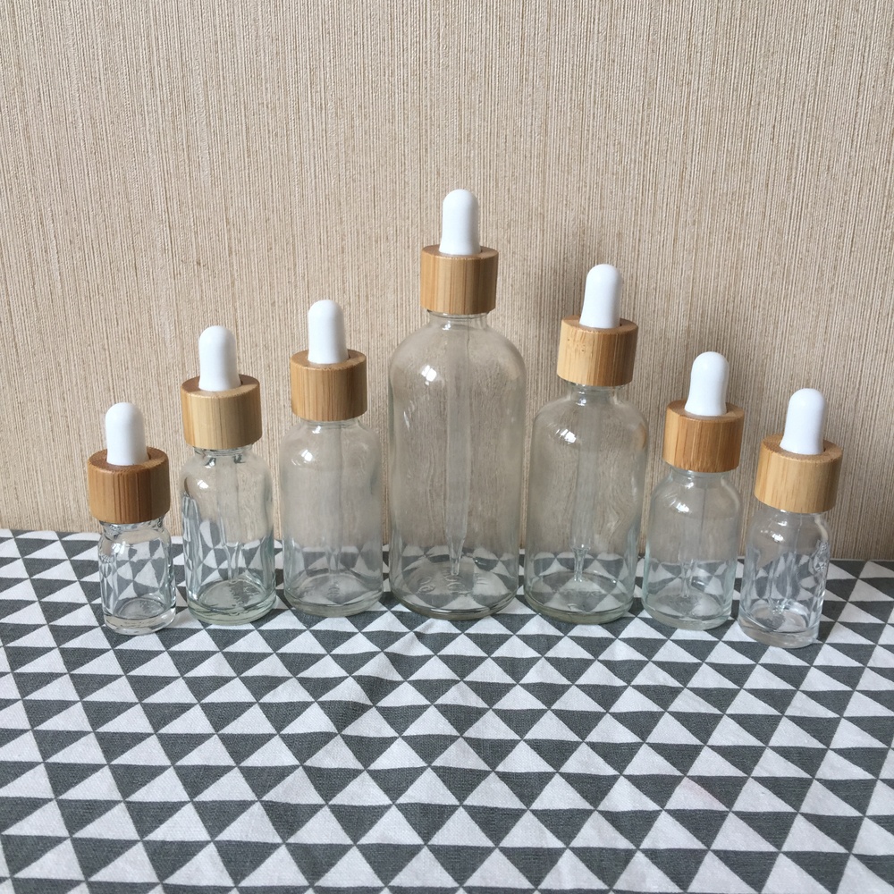 dropper glass bottle 30 ml with bamboo lid for e cigarette liquid GR1079R