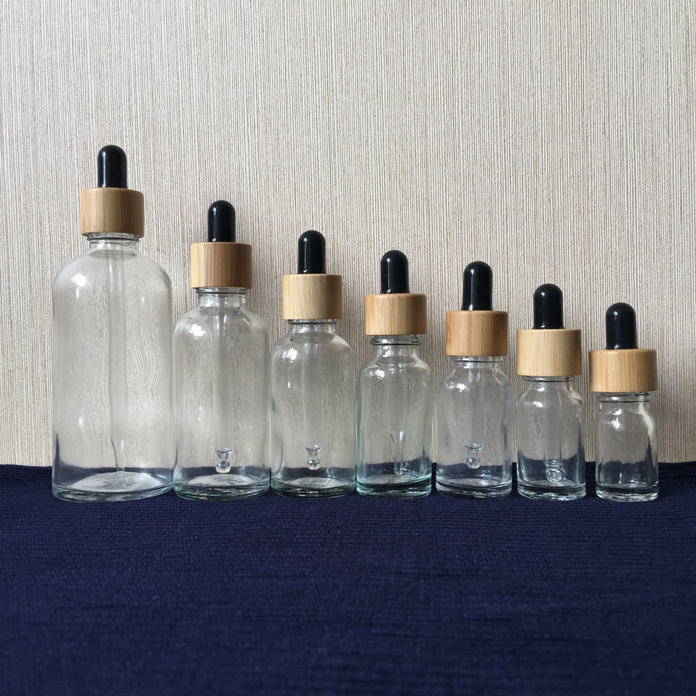 dropper glass bottle 30 ml with bamboo lid for e cigarette liquid GR1079R