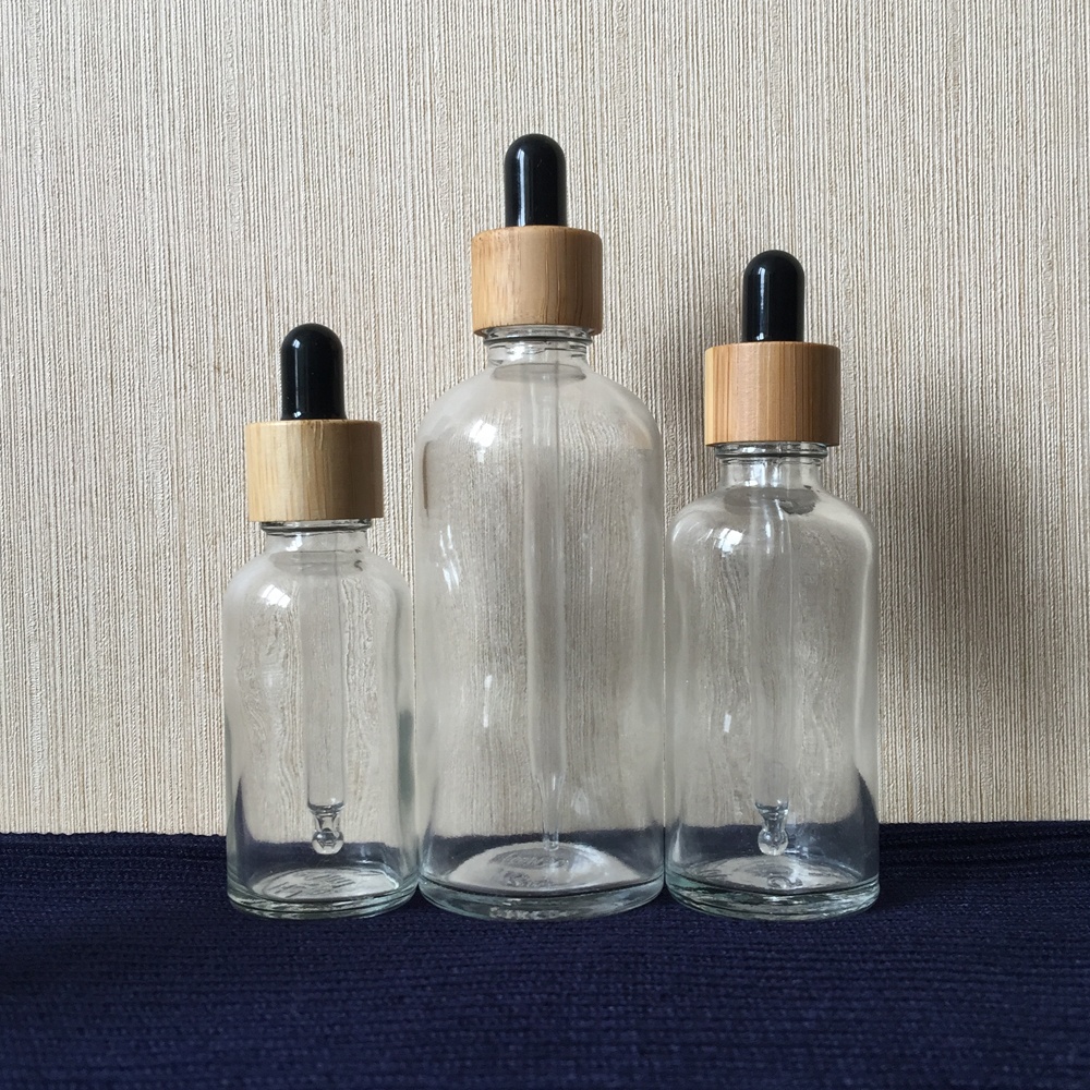 dropper glass bottle 30 ml with bamboo lid for e cigarette liquid GR1079R