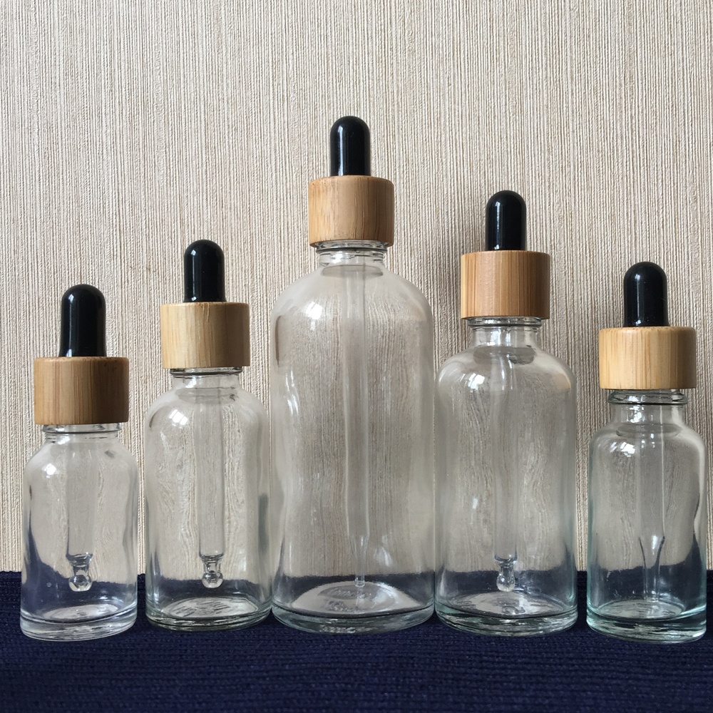 dropper glass bottle 30 ml with bamboo lid for e cigarette liquid GR1079R