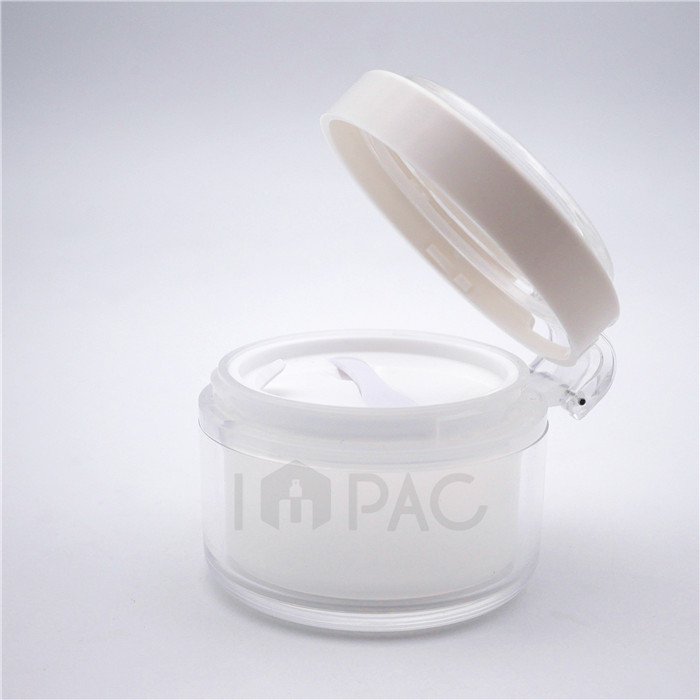 dual wall empty cosmetic plastic jar with spoon 50ml makeup container