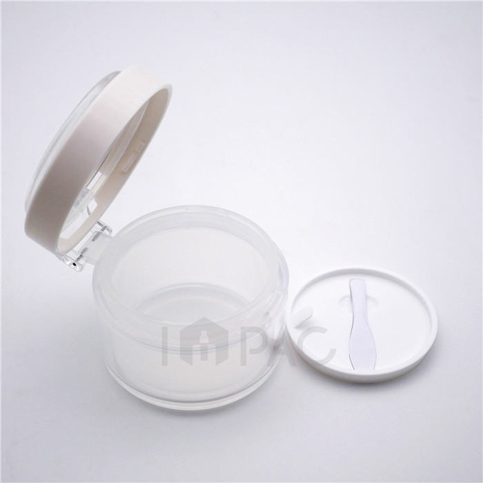 dual wall empty cosmetic plastic jar with spoon 50ml makeup container