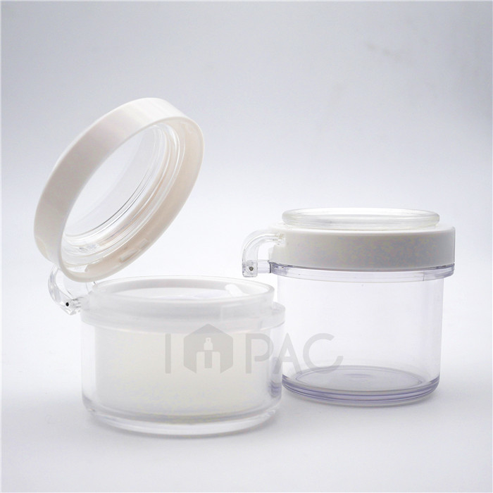 dual wall empty cosmetic plastic jar with spoon 50ml makeup container