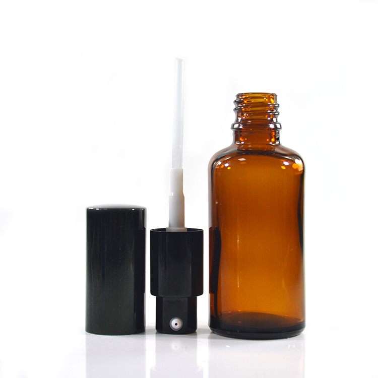 e-cig empty amber 50ml glass dropper bottle with pump sprayer and cover