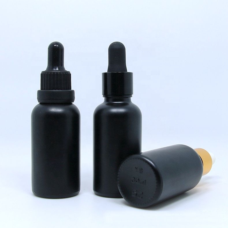e-cigarette oil bottle painted matte black glass dropper 30ml child resistant matte black glass dropper bottles