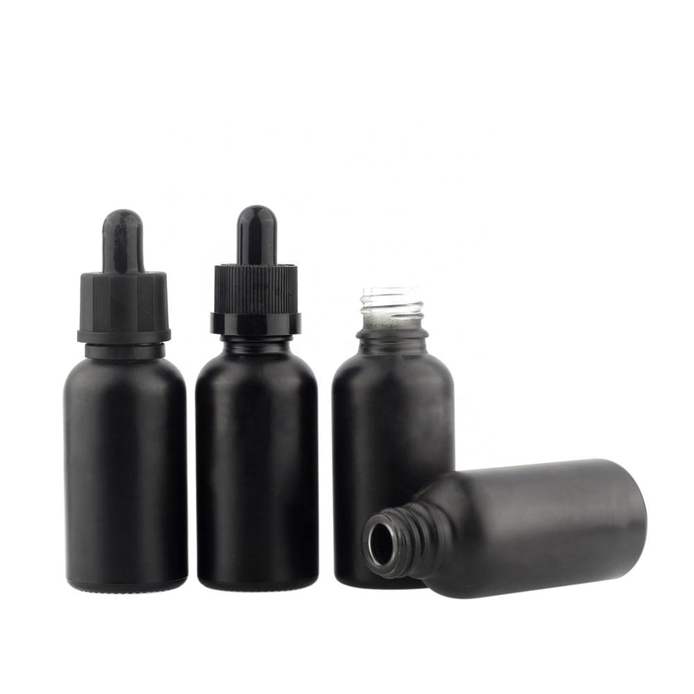 e-cigarette oil bottle painted matte black glass dropper 30ml child resistant matte black glass dropper bottles