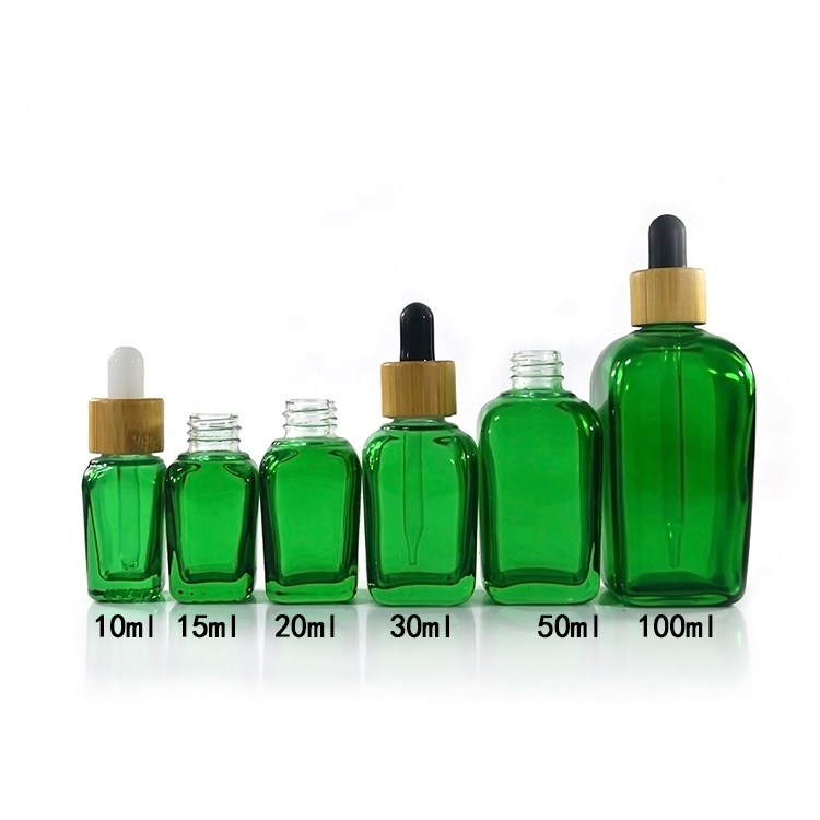 e juice clear amber pink purple blue 10ml 15ml 20ml 30ml 50ml french square glass serum dropper bottle with bamboo lid