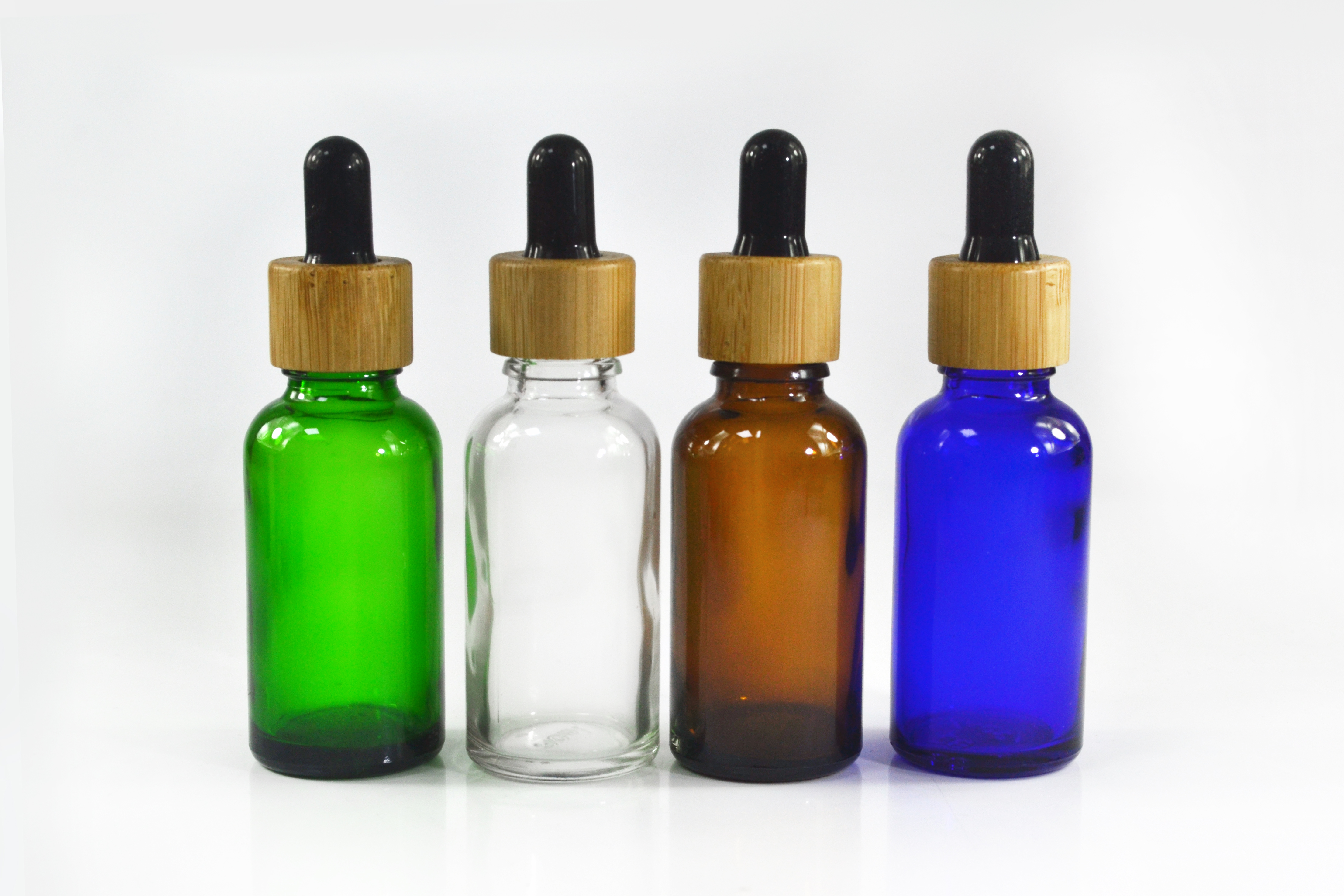 e liquid 5ml 10ml 15ml 20ml 30ml 50ml 100ml frosted clear amber green glass dropper Essential oil bottle with bamboo lid