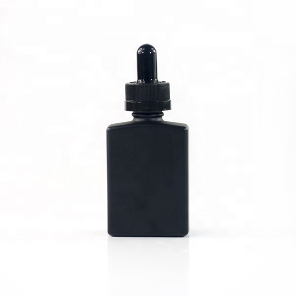 e liquid Matte black clear white 30ml 50ml 100ml rectangle glass dropper Essential oil bottle with childproof cap with paper box