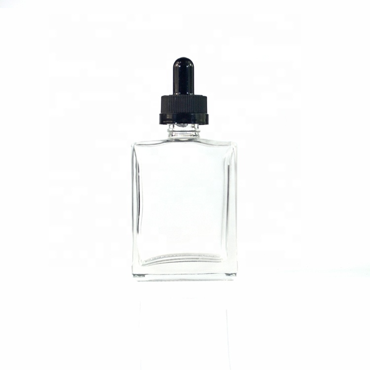 e liquid Matte black clear white 30ml 50ml 100ml rectangle glass dropper Essential oil bottle with childproof cap with paper box
