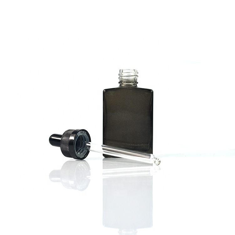 e liquid Matte black clear white 30ml 50ml 100ml rectangle glass dropper Essential oil bottle with childproof cap with paper box