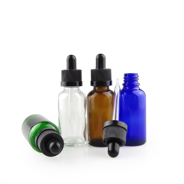 e liquid clear amber green blue 30ml glass dropper bottle with pipette