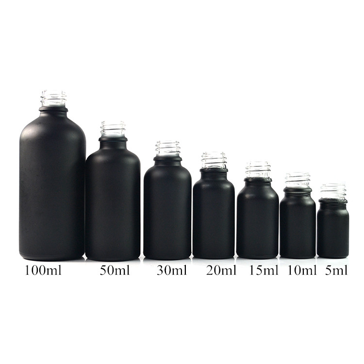 e liquid e juice 5ml 10ml 15ml 20ml 30ml 50ml 100ml matte frosted black glass dropper bottle wholesale with childproof cap