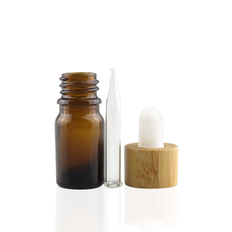 e liquid e juice round amber glass bottle 5ml glass bottle with bamboo screw cap