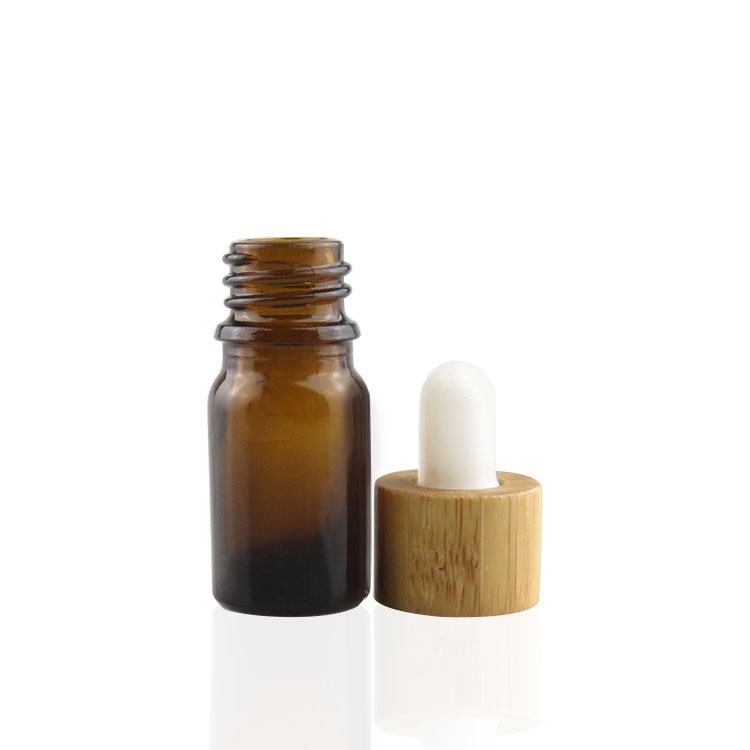 e liquid e juice round amber glass bottle 5ml glass bottle with bamboo screw cap
