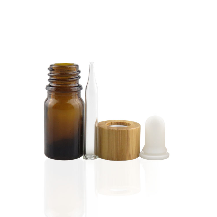 e liquid e juice round amber glass bottle 5ml glass bottle with bamboo screw cap
