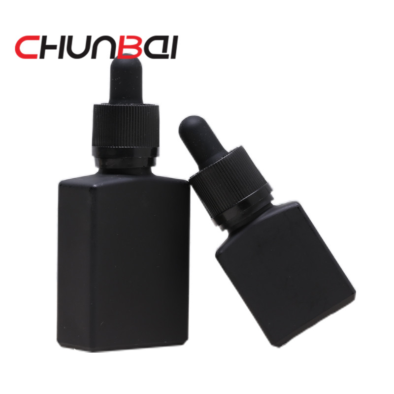 e liquid glass bottles 15ml 30ml 60ml matte black glass rectangular bottles with paper tube