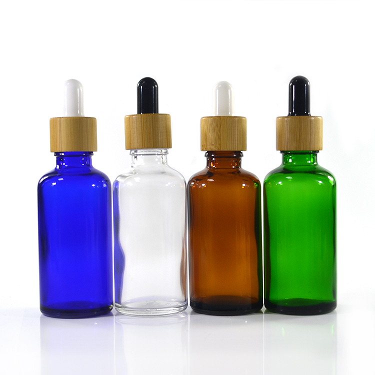 e liquid vape oil 10ml 20ml 30ml 50ml 100ml clear amber green blue black glass dropper bottle with bamboo wood cap