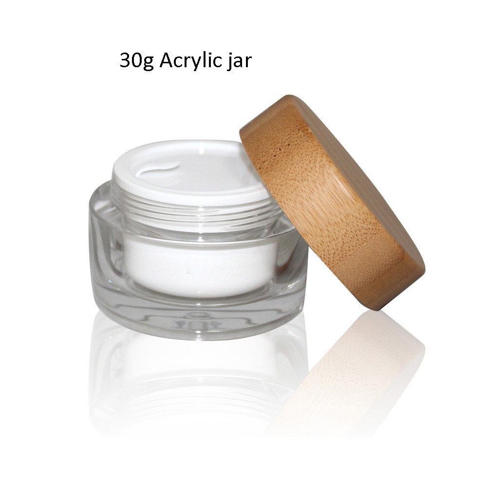 eco bamboo jar container round 30g/50g plastic acrylic cream jar and wooden jar lids