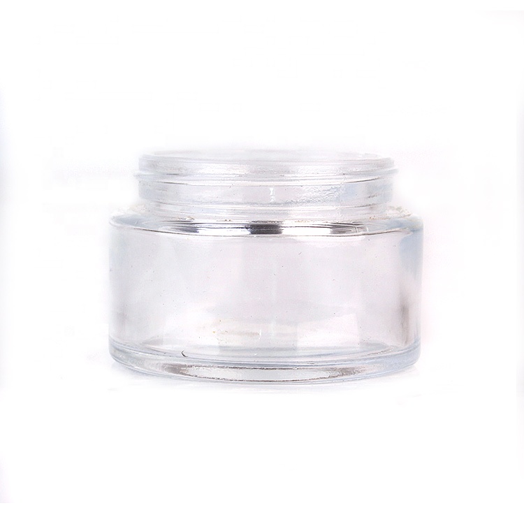 eco friendly 100ml clear round glass beauty cosmetic container jar with bamboo wood lid