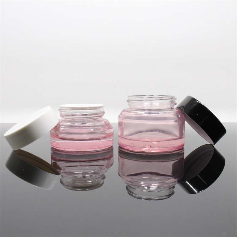 eco-friendly 10g 20g 30g ceramic white glass cream jar oblique shoulder porcelain jar with black lid for cosmetics packing