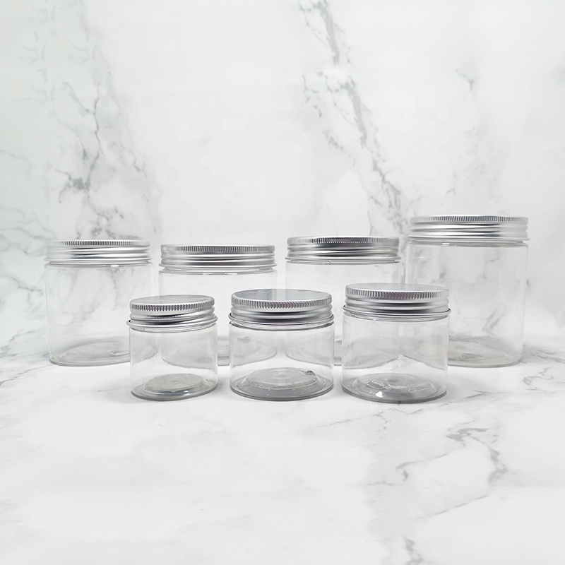 eco friendly 120ml 4oz empty  clear cosmetic cream lotion pet plastic jar set  100ml skincare packaging container