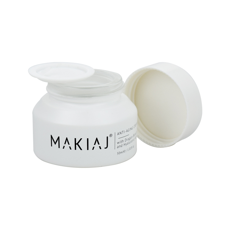 eco-friendly 15g 30g 50g 100g matte white inclined shoulder glass cosmetic cream face mask jar with plastic cap