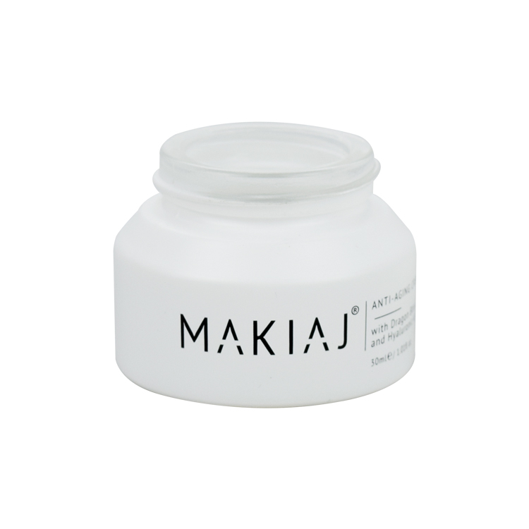 eco-friendly 15g 30g 50g 100g matte white inclined shoulder glass cosmetic cream face mask jar with plastic cap