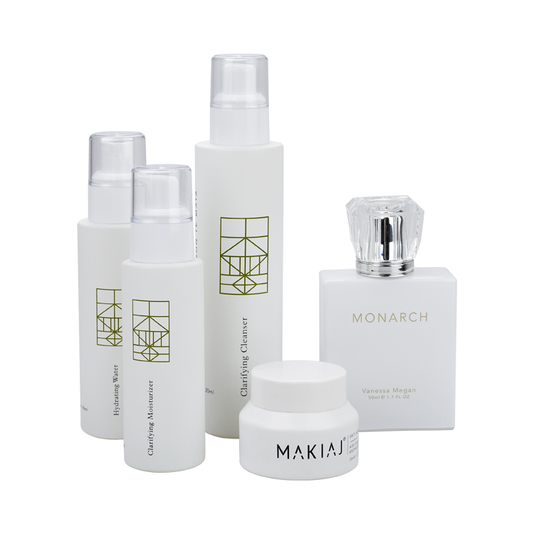 eco-friendly 15g 30g 50g 100g matte white inclined shoulder glass cosmetic cream face mask jar with plastic cap