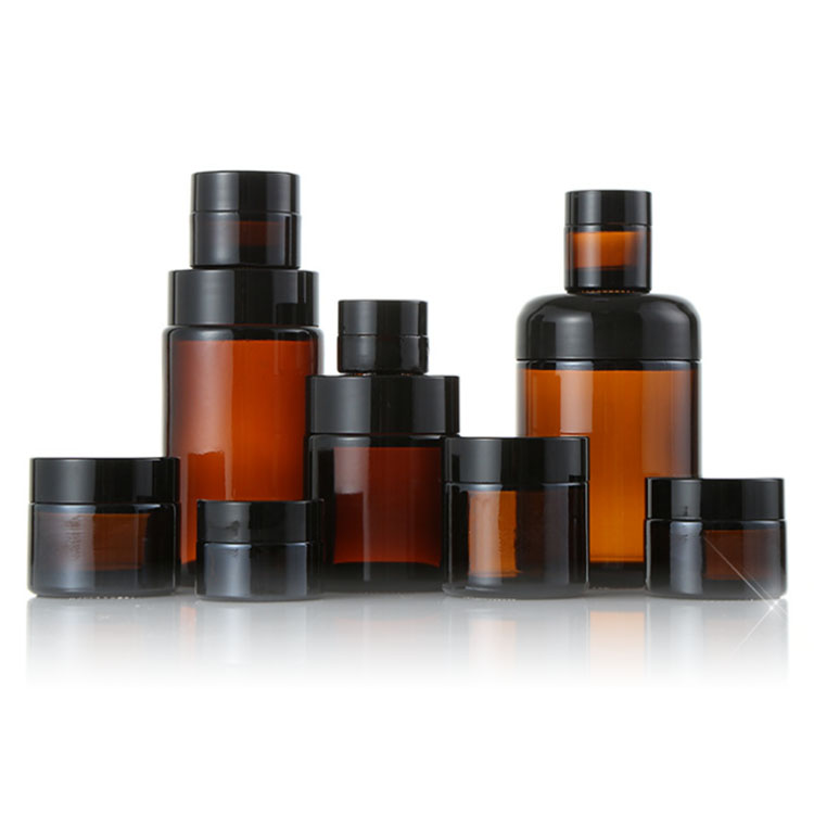 eco friendly 1oz 4oz 8oz round cosmrtic jars clear amber frosted 60ml 100ml 250ml cosmrtic packaging jar