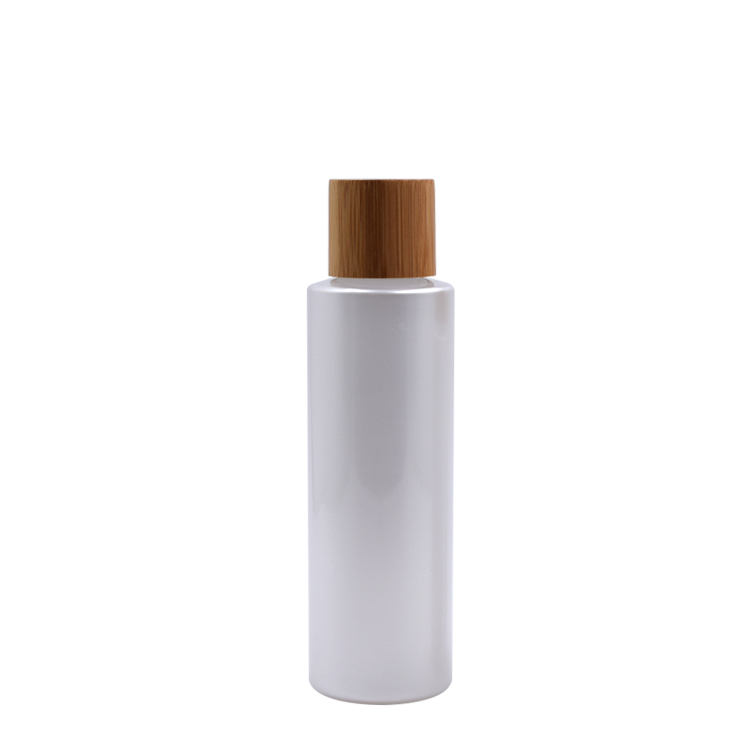 eco friendly 20-50ml cosmetic cream lotion white plastic bottle with bamboo cap
