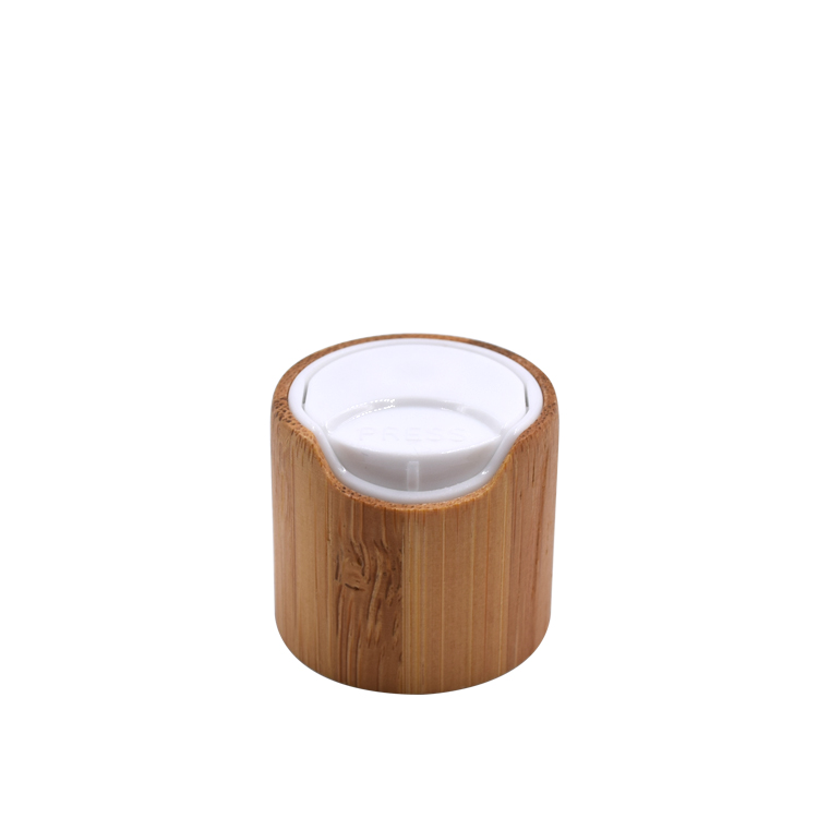 eco friendly 20-50ml cosmetic cream lotion white plastic bottle with bamboo cap