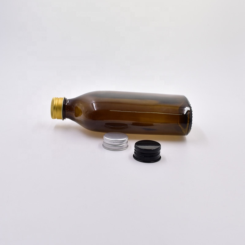 eco-friendly 200ml small portable flat oblate amber glass wine bottle for liquor vodka alcohol whiskey container with screw cap
