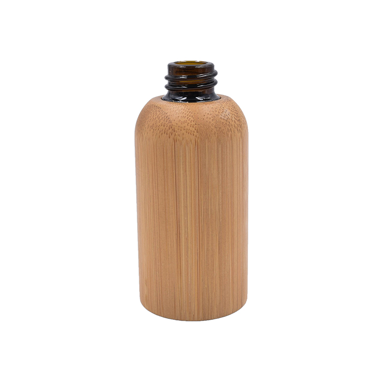 eco friendly 30ml 50ml bamboo amber glass essential oil bottle with dropper