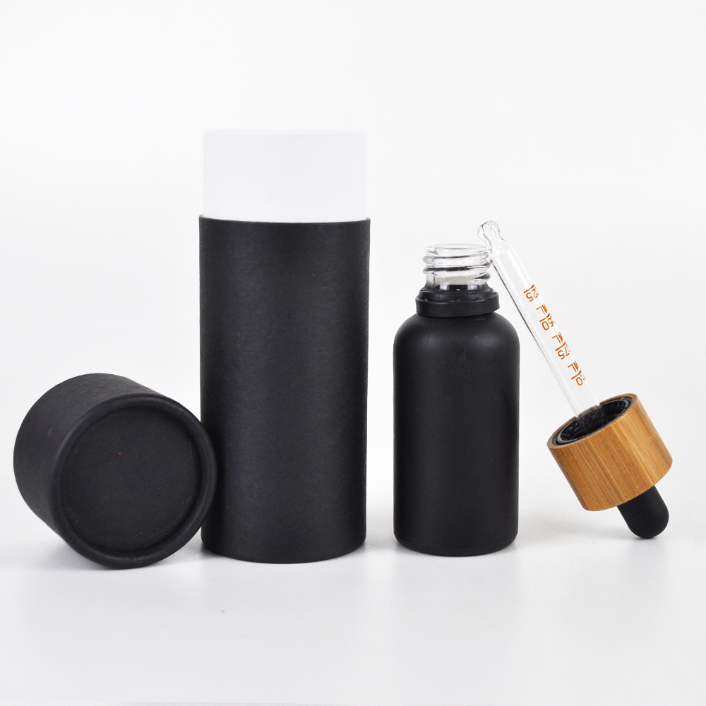 eco friendly 30ml mate black glass dropper bottles cosmetic containers packing