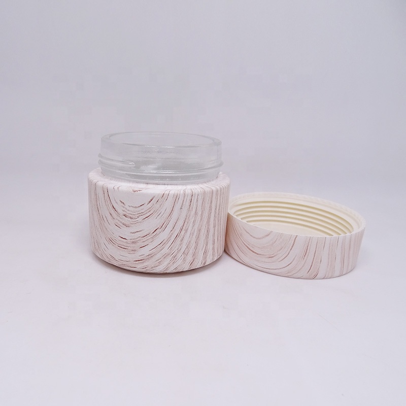 eco friendly 50ml empty unique cosmetic water transfer printing containers face cream jar with lid