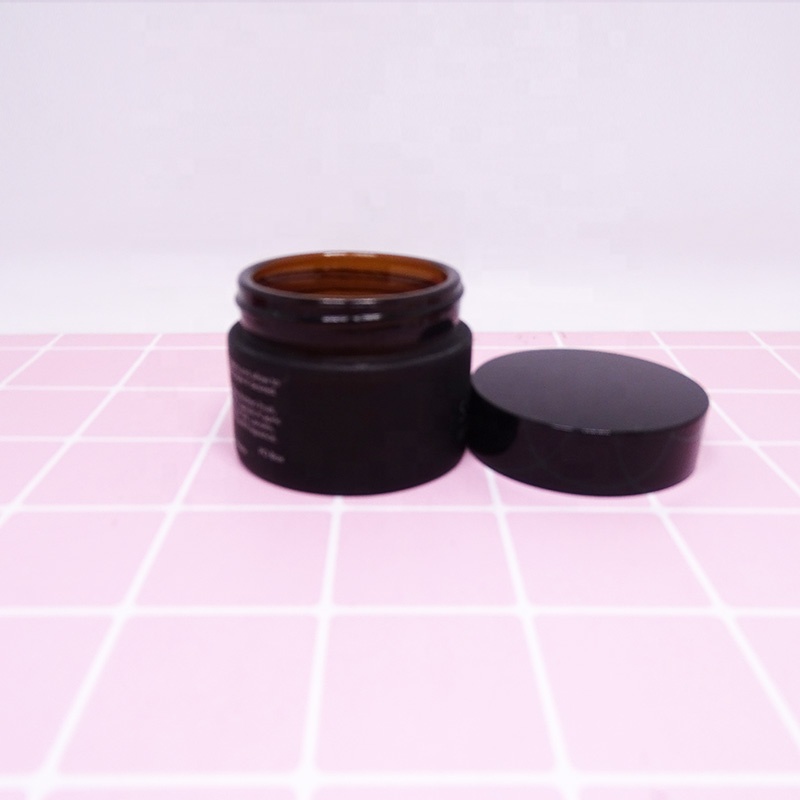eco-friendly 50ml matted black glass cosmetic jar for facial cream