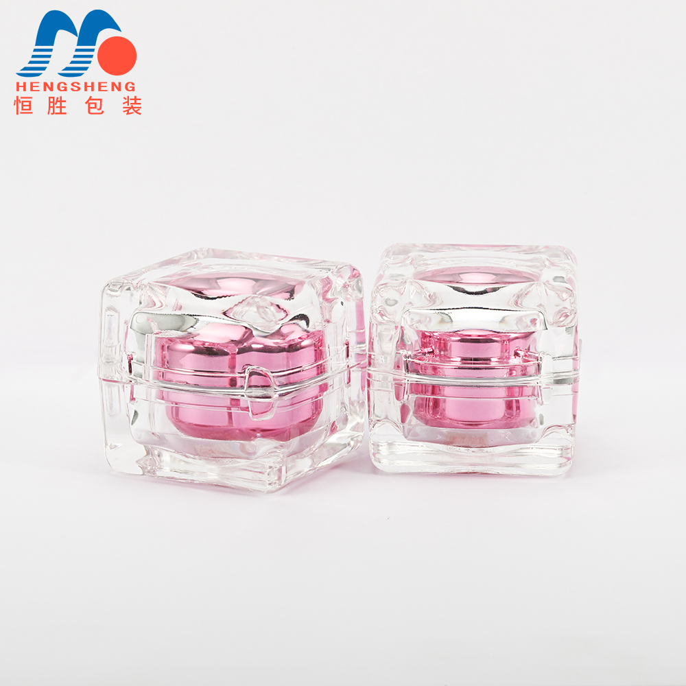 eco friendly 5g pink square cosmetic cream crystal jar mini plastic clear pot