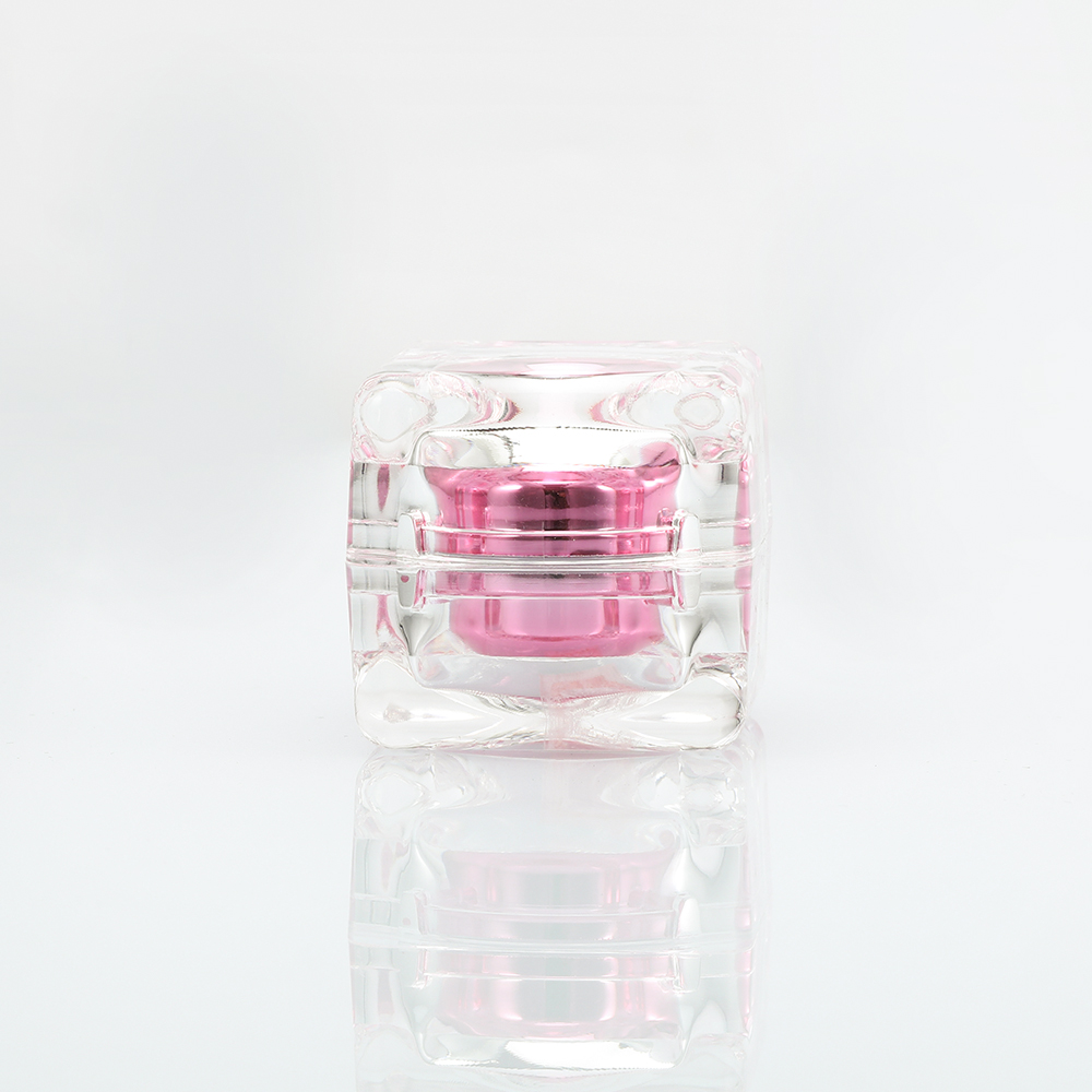 eco friendly 5g pink square cosmetic cream crystal jar mini plastic clear pot
