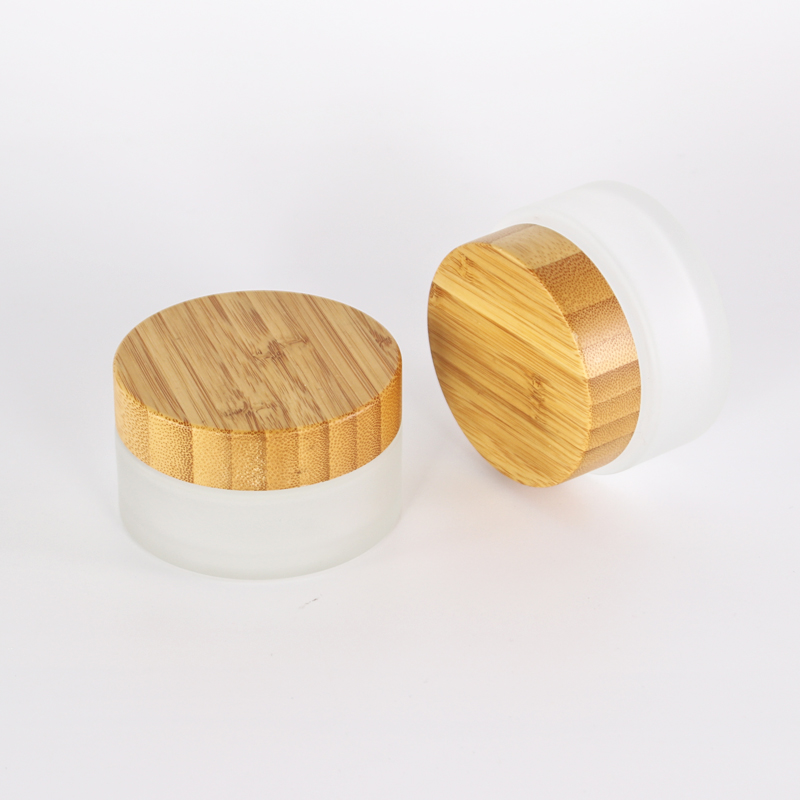 eco friendly 5ml 15ml 30ml 50ml 100ml frosted bamboo jar bamboo cosmetic jars glass jars
