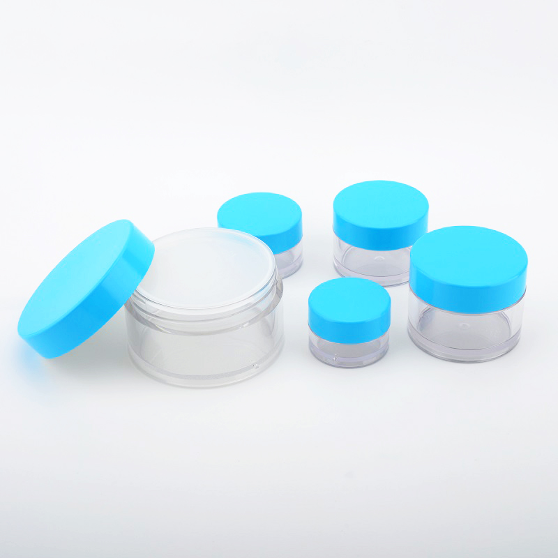 eco friendly PETG 10g 15g 30g 50g clear cosmetic jar with blue lid cream Jars for cosmetic packing