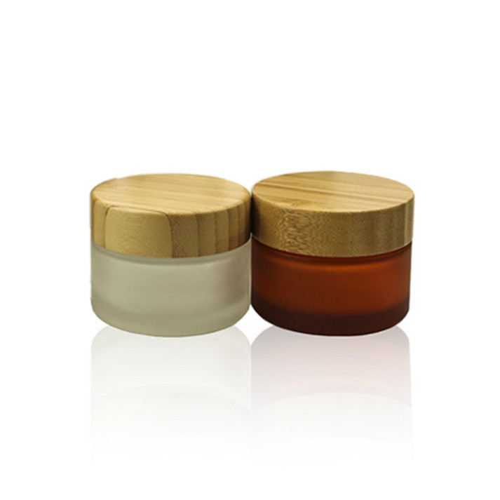 eco friendly bamboo cosmetic packaging glass bottle face cream jar with bamboo lid