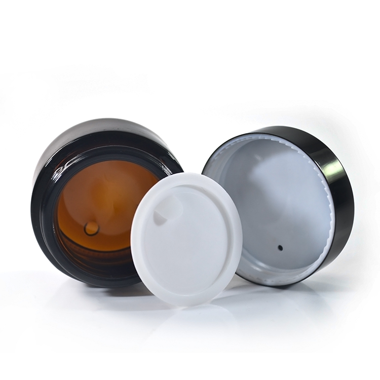 eco friendly beauty empty cosmetic containers green amber clear skin care aluminum cap 15g 20g 30g 50g glass cream jar