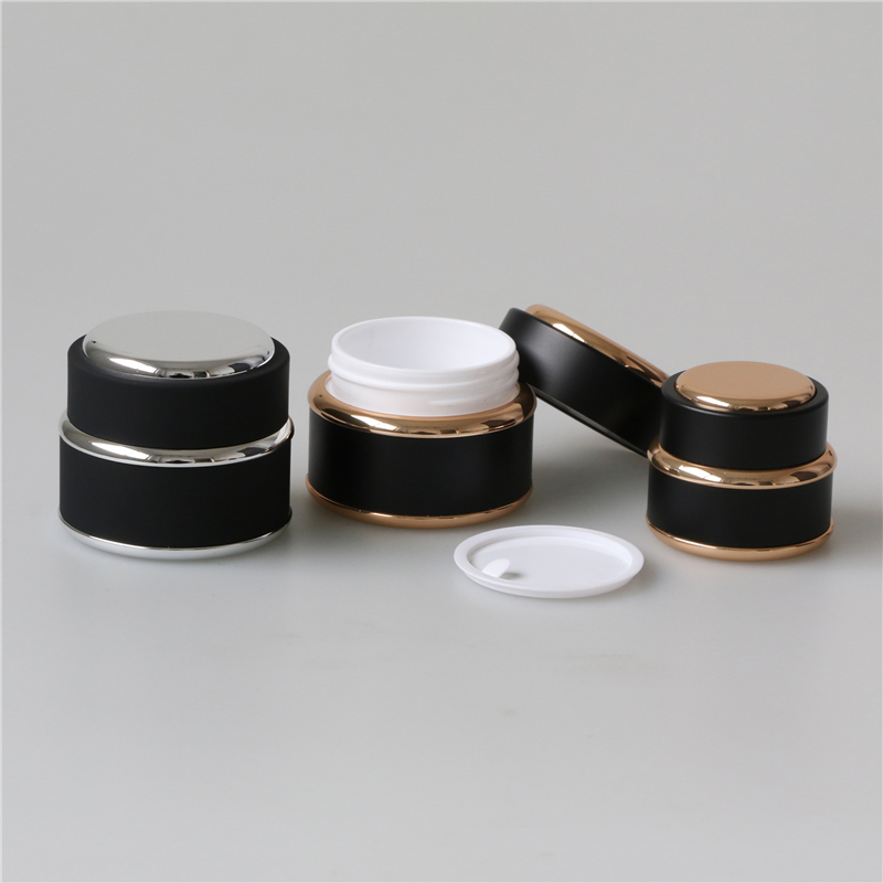 eco friendly black 1 oz round face cream container plastic jars